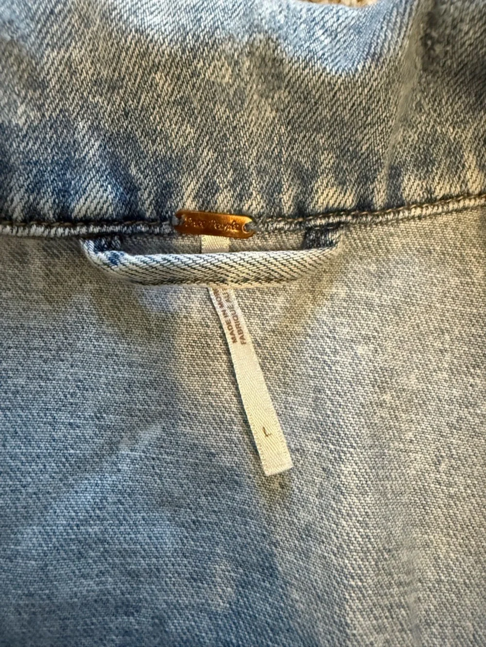 Free People Blue Distressed Denim Jacket - Picture 2 of 2